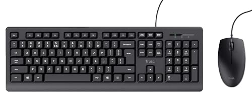 Teclado y ratón Trust TKM-250 con cable USB, diseño QWERTZ alemán y resistente a líquidos