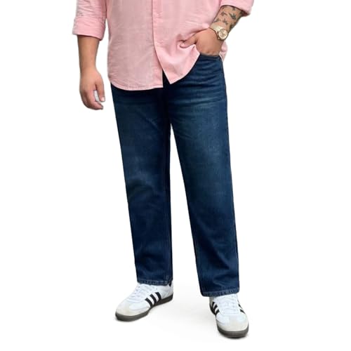 Image of Urbano Plus Men's Relaxed Fit Washed Denim Jeans Non-Stretchable