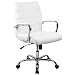 Flash Furniture Mid-Back White Leather Executive Swivel Office Chair with Chrome Base and Arms - GO-2286M-WH-GG