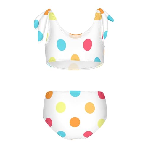 Girls Colorful Polka Dot Pattern Swimsuit Two Pieces Bikini Set Bathing Suits Swimwear Crop Top Swimsuit Set2
