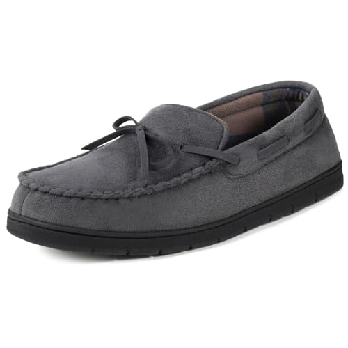 Image of ULTRAIDEAS Men's Luke Moccasin Slippers Memory Foam Cozy House Slippers, Warm Comfy Slippers for Men, Indoor Outdoor Loafer Anti-Slip Home Shoes