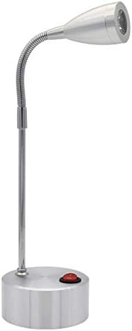 3W LED Flexible Piple Adjustable Picture Light Battery-Powered Lamp On/Off Switch Cabinet Silver Finish Nature White
