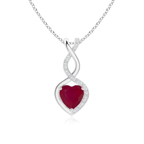 Angara 0.34 ct Heart-Shaped Ruby Infinity Necklace with Diamond Accents in Platinum | Natural Ruby Pendant for Women | July Birthday, Anniversary, Gemstone Jewelry Gift | 4mm