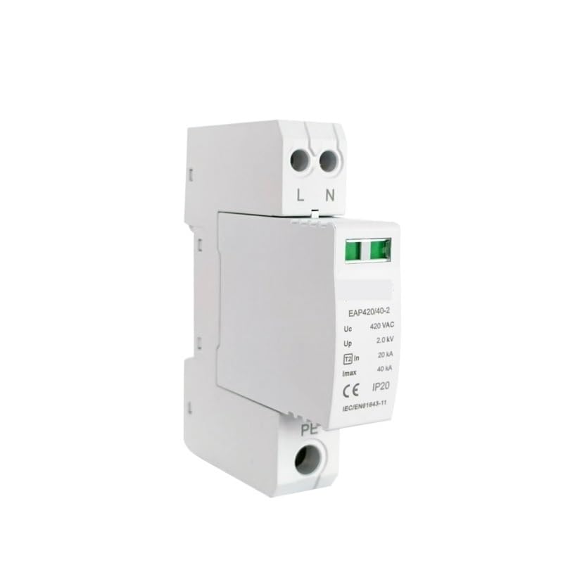 1P+N 18mm SPD 20~40KA Surge Protector Lightning Protection AC 220V Low-Voltage Arrester Device AC275V-420V SPD(2P,320V)