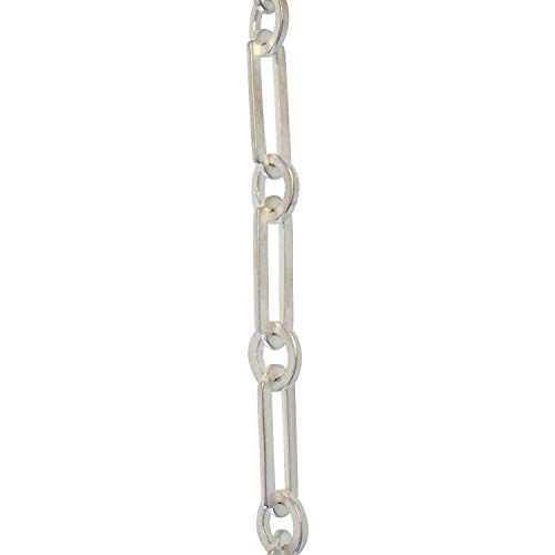 Image of RCH Hardware CH-21-MS-3 Decorative Matte Silver Solid Brass Chain for Hanging, Lighting-Rectangles with Circular Connecting Rings and Welded Links (3 ft /1 Yard)