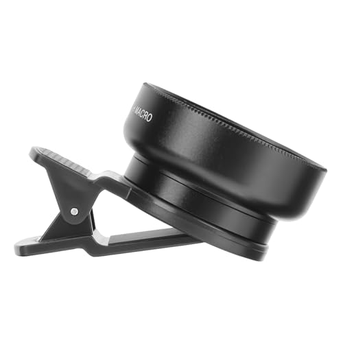 KOMBIUDA Lente Gran Angular y Macro para Teléfono Móvil, Accesorios para Fotografía Profesional, Aleación de Aluminio, Color Negro, Tamaño Compacto, Compatible Smartphones y Tablets