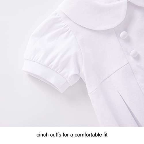 Pureborn Infant Baby Boys Girls Bodysuit Unisex Short Sleeve Peter-Pan Collar Baptism Christening Romper Cotton One-Piece 18-24 Months White #TOP3