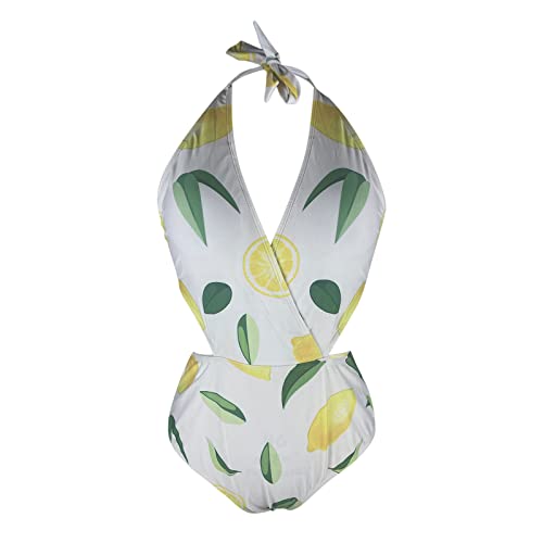 image for ctdiral Women's V-Neck Printed Halter Swimsuit High Waisted One-Piece 