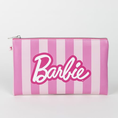 CERDÁ LIFE’S LITTLE MOMENTS - Barbie Beauty Set - Rosa - Komplettset - Inklusive Haarbürste, 2 Haarzöpfe und Etui - Originalprodukt
