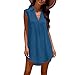 Womens Sleeveless Swimsuit Coverup Cotton V Neck Bathing Suit Cover Ups Fashion Swimwear Bikini Beach Cover-Up Dress(Blue,Medium)