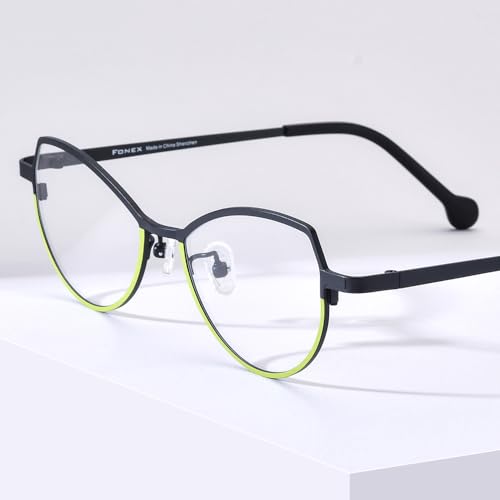Image of FONEX Colorful Pure Titanium Glasses Frame Women Retro Round Eyeglasses