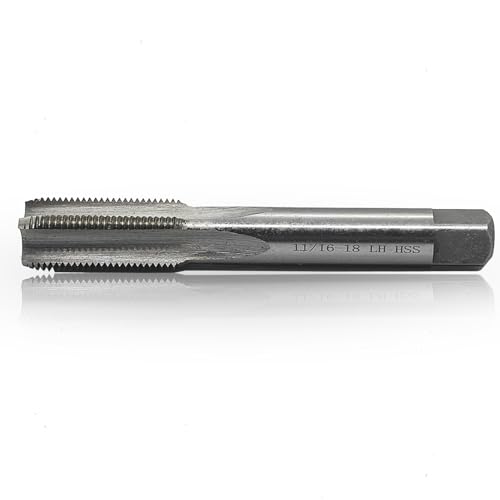 Lzcdelyxiao 11/16\"- 18 Left Hand Straight Flute Thread Tap Machine Tap 11/16-18 TPI Nominal Diameter 11/16\" Thread Per Inch 18 Fin Thread UNS Thread High Speed Steel HSS W6542