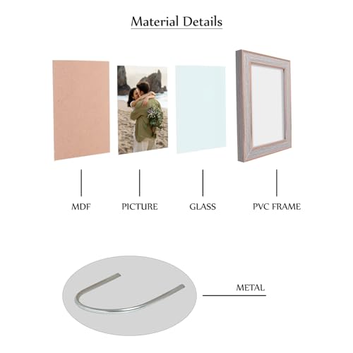 Image of GOLDEN PEACOCK Set of 2 5x7 Inch Photo Frames - Elegant Grey & Gold Finish | Decorative Tabletop & Wall Hanging Picture Frames for Home, Office & Gifting