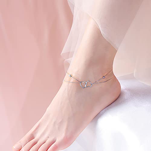Image of S925 Sterling Silver Anklet for Women Adjustable Plus Foot Ankle Bracelet