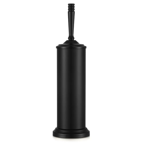Image of Black Toilet Brush and Holder Set, Stainless Steel Toilet Brush for Bathroom,Heavy Duty Black Toilet Bowl Brush and Holder,Deep Cleaning Modern Toilet Cleaner Brush -Space Saving, Covered Brush