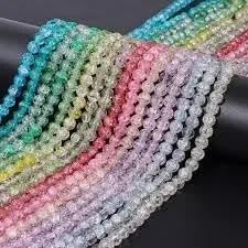Riya Connect 200 Pc. Crackle Glass Beads 4 Random Colors (50 Pieces Per Color) Beads with Elastic 0.8(1 No) for Bracelet Making Jewellery Making Material, DIY Art and Jewelry Crafts, Multicolor-image-21