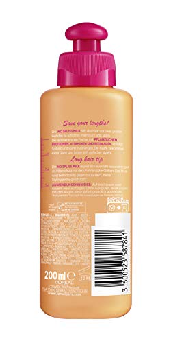 L'Oréal Paris Elvital Leave-In Hair Treatment Against Split Ends, For Long, Damaged Hair, No Rinse, No Parabens, With Castor Oil, Dream Length No Split Ends Milk, 1 x 200 ml - Image 8