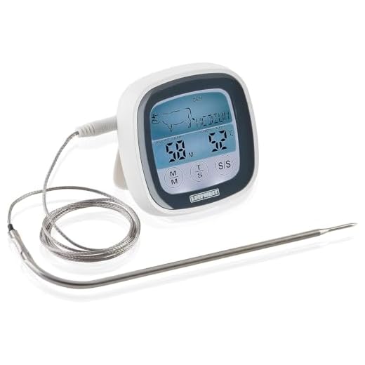 Leifheit digitales Bratenthermometer, Grillthermometer mit voreingestellten Garstufen und Timer, magnetisches Fleischthermometer für den Backofen, Thermometer inklusives Batterien, für perfektes Garen