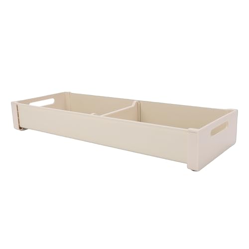 Organizador de Cajones de Cocina, Bandeja de Cubiertos de Aluminio Resistente para Tenedores y Cuencos para la Cocina Casera (Cubertero Blanco Leche 15x41cm)