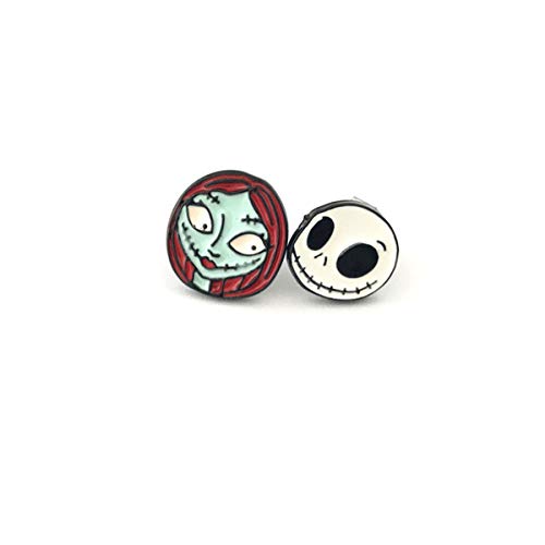 Horror Nightmae Before Christmas Jack Sally Stud Earrings Gifts For Woman Girl #TOP16