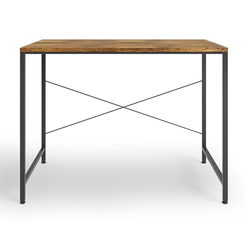 Image of FURLAY Slate Office Desk and Study Table | Century Engineered Wood Desk for Adults & Students | 1 Year Warranty (Rustic & Black, 100 x 60 cm)