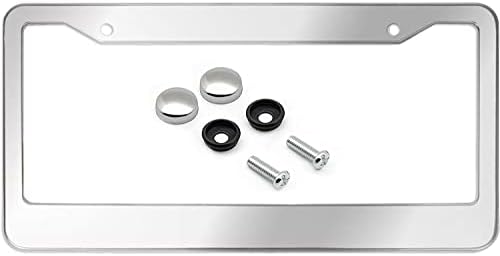 Stainless Steel License Plate Frame - Heavy Duty Metal Front & Rear Car Tag Cover, Rust Proof Mirror Polish Holder (Stainless Steel - one Frame, 6x12 inch)