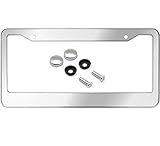 Stainless Steel License Plate Frame - Heavy Duty Metal Front & Rear Car Tag Cover, Rust Proof Mirror