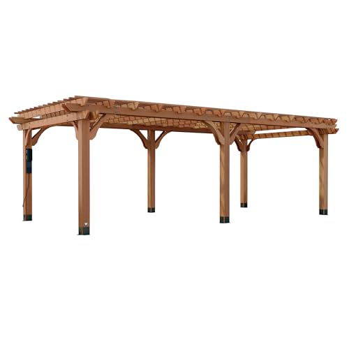 Backyard Discovery Beaumont 24' x 12' Traditional Cedar Wood Pergola Kit with Trellis Roof, All-Season Durability, High-Wind Rating, PowerPort, Shade for Outdoor Patio, Deck, Garden, and Entertaining by Backyard Discovery - Image 2