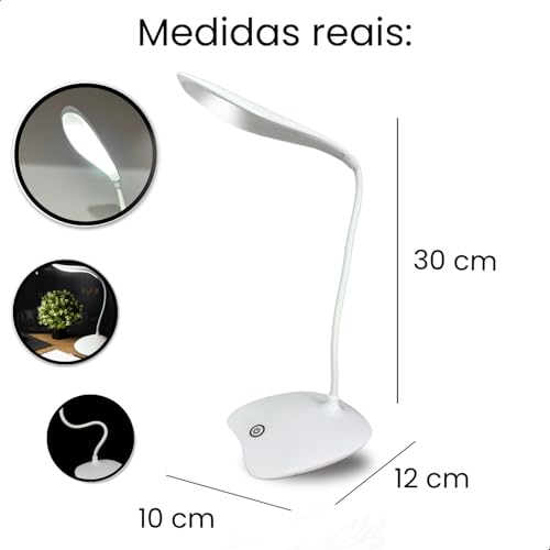 Luminária de Mesa Articulável com 3 Níveis de Iluminação. Moderna Inovadora e Decorativa, Ideal para