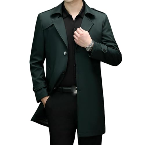 Chaqueta de trinchera para hombre con cuello de traje elegante y tejido casual sin arrugas