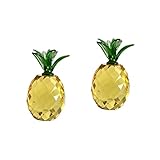 NOLITOY 2 Pcs Crystal Pineapple Ornament Mini Decor Yellow Decor Glass Figurines Faux Pineapple Desk Plants for Office Pineapple Kitchen Decor Crystal Decoration Desk Decoration Chic Gift