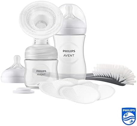 Philips Avent Zestaw upominkowy z laktatorem ręcznym  jeden laktator ręczny, butelki dla niemowląt 260 ml i 125 ml, bez bisfenolu A, 4 jednorazowe wkładki laktacyjne (model SCD430/60)