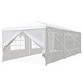 10x30 Outdoor Gazebo Wedding Party Tent White Canopy Pavilion with 8 Removable Sidewalls for Camping Shelter BBQ Cater Events Beach