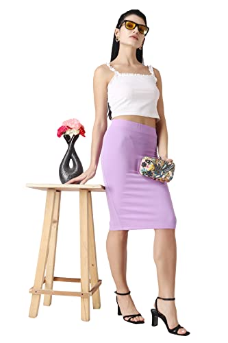 Image of POPWINGS Casual Solid Pencil Skirt for Women || Semi-Formal Office Wear Knee-Length Skirt for Women || Stylish Mini Skirt for Women || Summer Pencil Skirt for Women