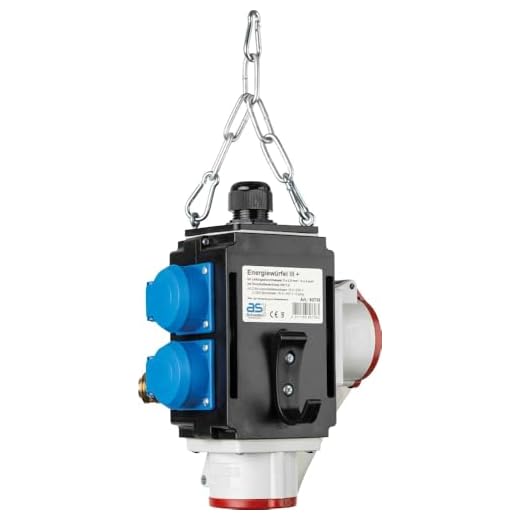 as - Schwabe MIXO energikub III+ – hängande distributör med 2 Schuko-uttag 230 V, 16 A & 2 CEE-uttag 400 V, 16 A, 5-stifts och tryckluftsanslutning – IP44 – Made in Germany – svart I 60736