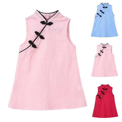 HGps8w Baby Girls Qipao Dress Infant Soft Cotton Cheongsam Sleeveless Princess Dress Toddler Chinese Traditional Outfits2