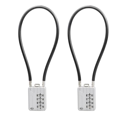 Cerraduras de cable de 30 cm de largo, cable de 4 dígitos, combinación reconfigurable, bloqueo de cable de seguridad de viaje al aire libre, equipaje, maleta, arma, casco, paquete de 2, SISAV-031