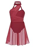 XUNZOO Kids Girls Lyrical Contemporary Dance Costume Dress Ballet Dance Dress Mesh Color Block Leota