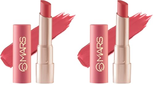 Image of MARS Creamy Matte Long Lasting Lipstick for Women | Creamy Lipstick | Single Swipe Application | Smooth & Light Weight (3.2 gm) (24-Tangy Tango) (Pack of 2)