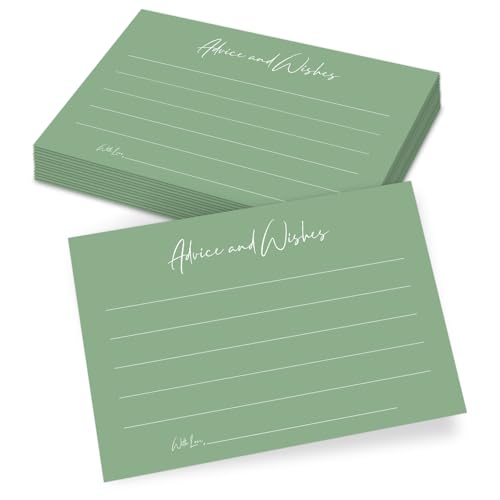 CIAEXRN Advice and Wishes Cards, Blank Well Wishes for Wedding Mr and Mrs Bridal Retirement Baby Shower Graduation Anniversary, 25 Set Words of Wisdom Wedding Advice Cards Green(4inch x 6inch)-03