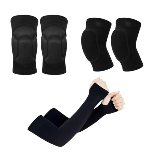 Kit Cotoveleira + Joelheira + Manguito Proteção Solar Manga Longa Anti-impacto Vôlei Futsal Handball Pares Unissex