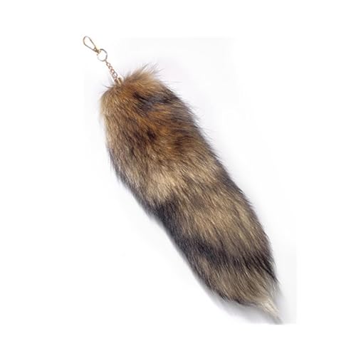 Bonlting Supper Huge and Fluffy Real Fox Fur Faux Tail Keychain Cosplay Fox Tail Handbag Accessories Key Chain Ring Hook Tassels