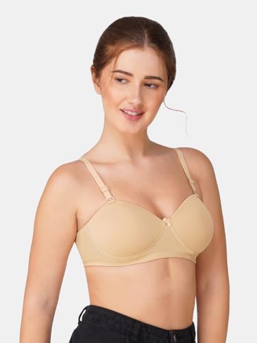 Image of BEWILD Women Balconette Bra | Lightly Padded Comfort | Soft Breathable Cotton Fabric | Seamless Design | Wirefree Comfort | Supportive Fit | Stylish Underwear