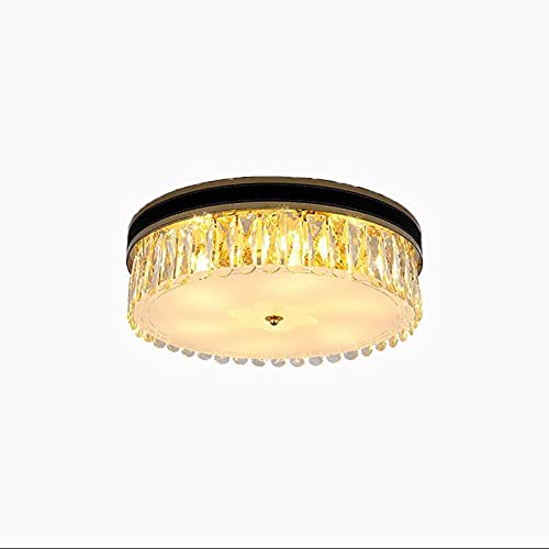Plafonnier cristal moderne LED noir 50x15cm lustre pour salon et salle à manger