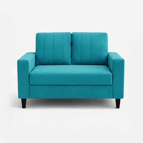 Image of Hendrick Plush Velvet 3 Seater + 2 Seater Sofa Set | Silken Velvet Suede Upholstery | Designer Sofa Set for Living Room & Office Spaces (Aqua Blue)