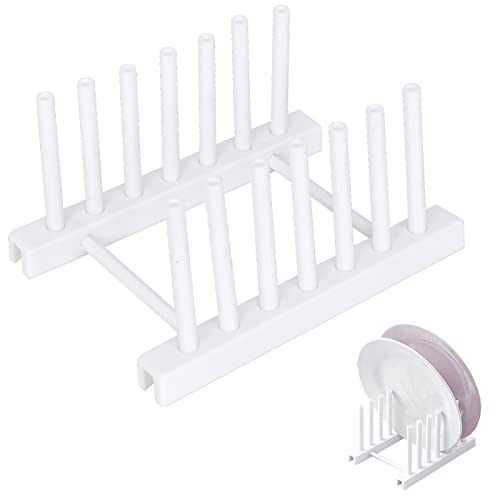 volumoon Soporte para Platos, Soporte para Tapas de Ollas con 6 Rejillas de Almacenamiento, Estante de Goteo para Platos, Soporte Multifuncional para Tablas de Cortar, Tapas de Ollas, Tazas (Blanco)