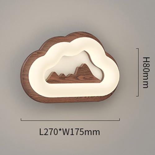 Lámpara de pared de madera para el lado de la cama con luz regulable y diseño de nube retro 3
