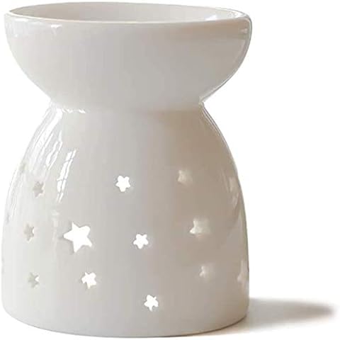 Webao Essential Oil Burner Ceramic Wax Melt Holder Aromatherapy Aroma Burner Candle Scented Diffuser for Home Yoga Office, Star Pattern Cover