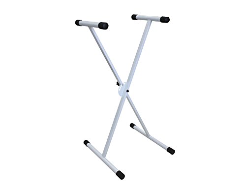 Mr. Dj KS100W Adjustable Metal Music Keyboard Electronic Piano Dual Tube X Stand Standard Rack, White