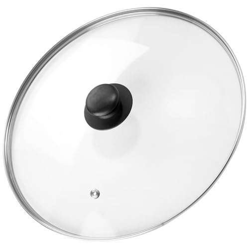 Vilde Glasdeckel mit Edelstahlring für Topf und Pfanne | Ø (30 cm) 14, 16, 18, 20, 22, 24, 26, 28, 30cm | 200°C hitzebeständiges Glas | Pfannendeckel Topfdeckel Universaldeckel